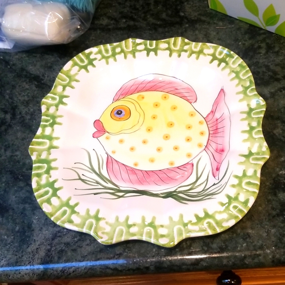 Mid-Century Handpainted Zanolli Fish Plate. Italy.